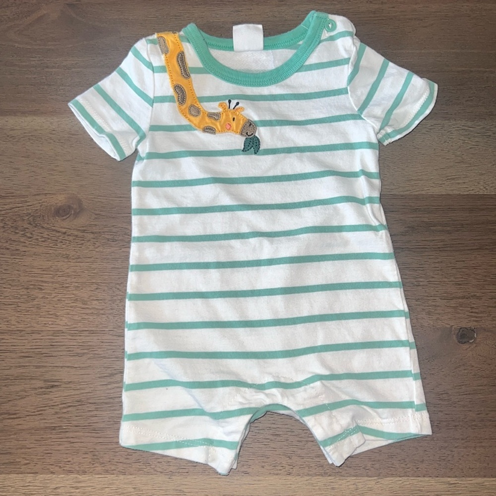 Starting Out Giraffe Appliqué Romper, 3 months